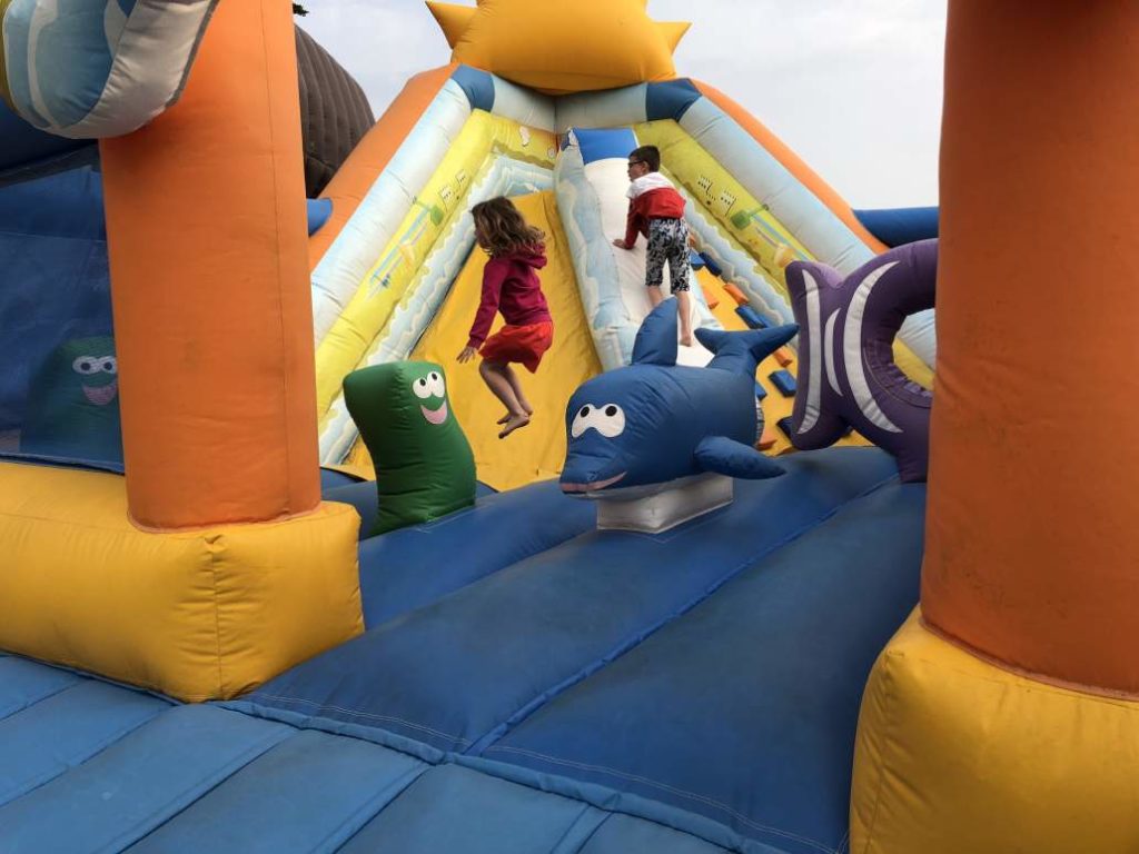 Inflatable structure at the campsite playground