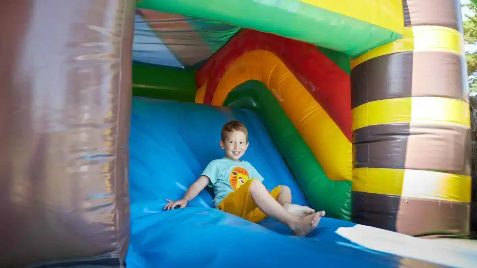 Slide on the campsite's inflatable structure