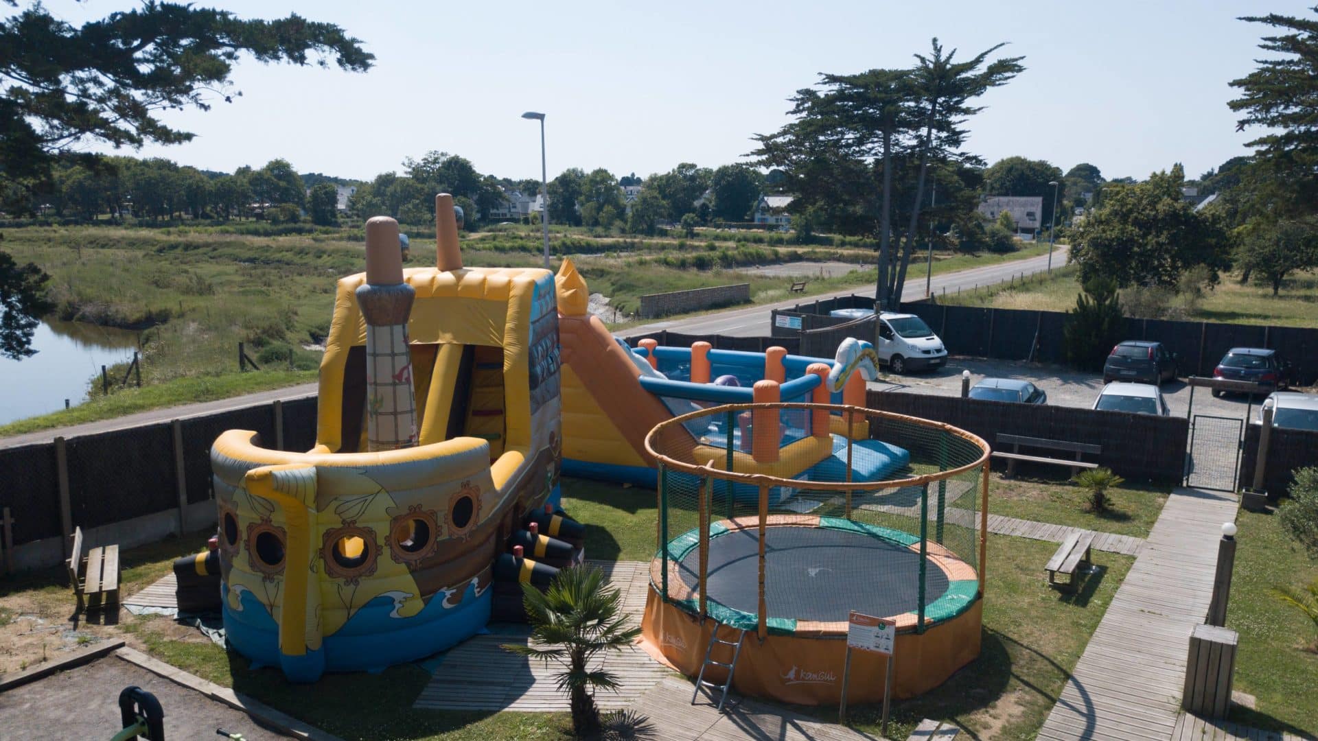 Children's playground at Au Soir Été campsite in Mesquer, Loire-Atlantique